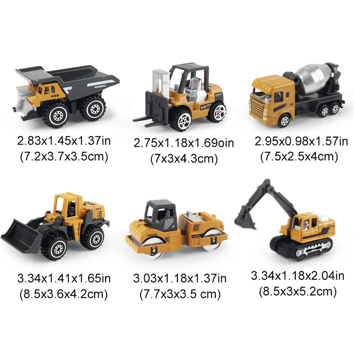 6pcs Alloy Engineering Truck Toy Car Set – Classic Construction Vehicles