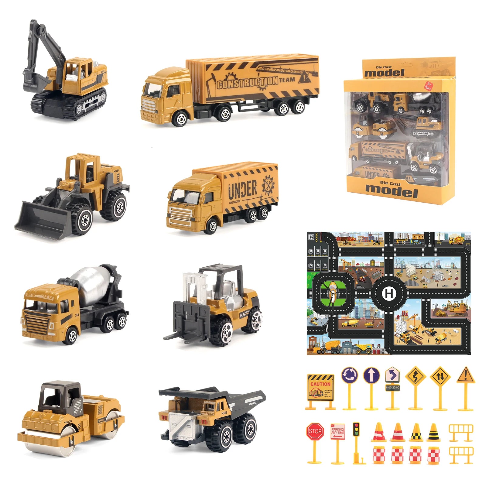6pcs Alloy Engineering Truck Toy Car Set – Classic Construction Vehicles