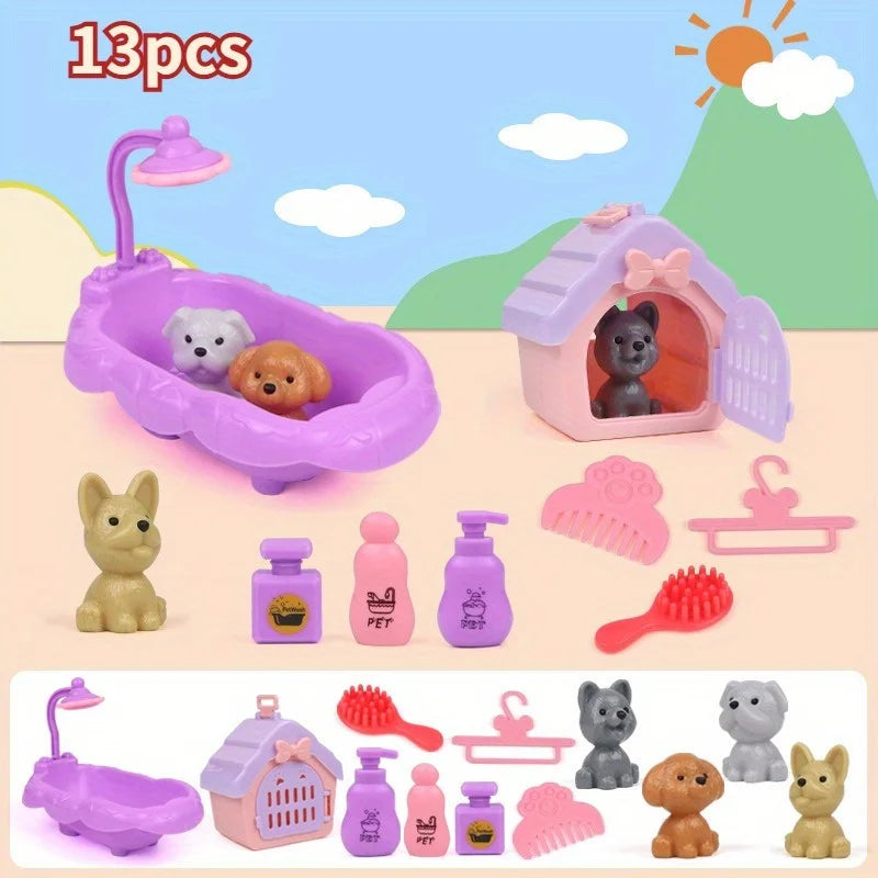 Cute Dog Pet Basket Toy Set