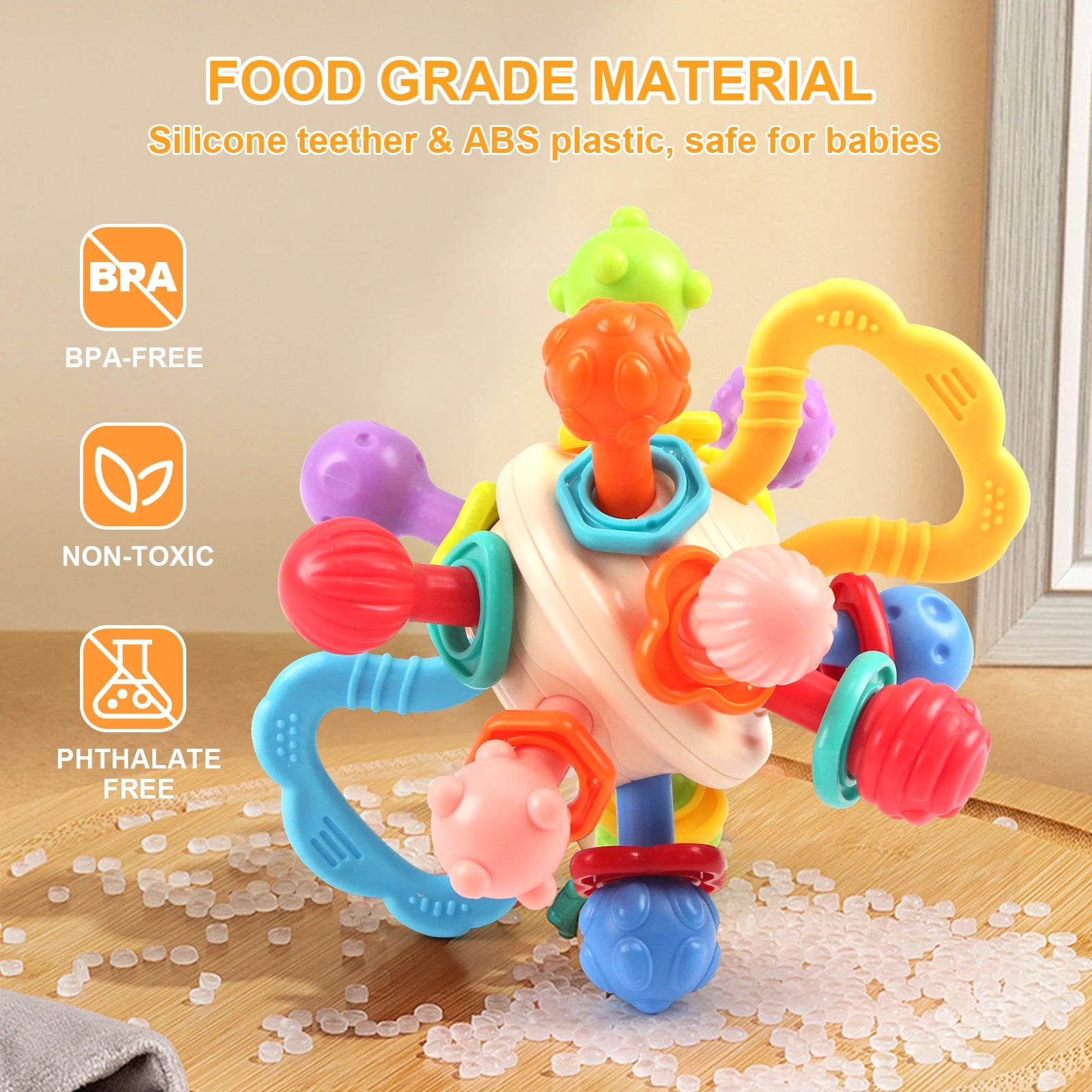 Baby Toy – Manhattan Silicone Ball Rattle and Teether