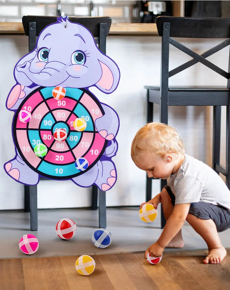 Montessori Educational Toy – Sticky Ball Cartoon Animal Dart Board