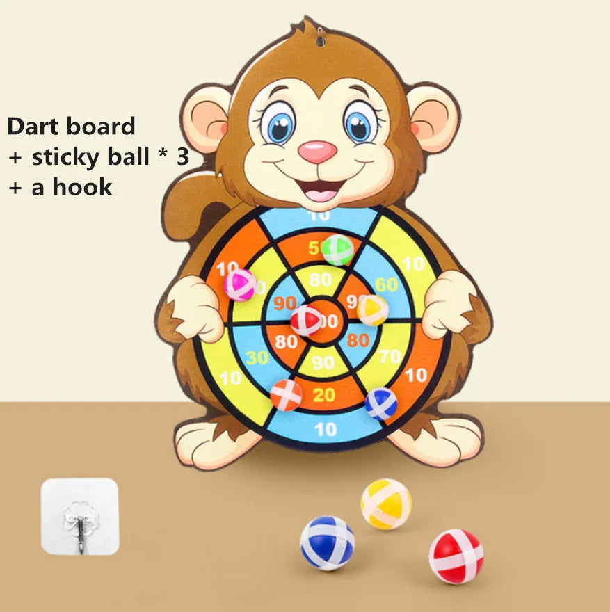 Montessori Educational Toy – Sticky Ball Cartoon Animal Dart Board