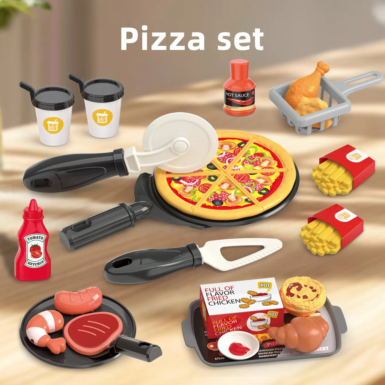 Kids Pretend Play Food Set – BBQ, Pizza, Sushi & More