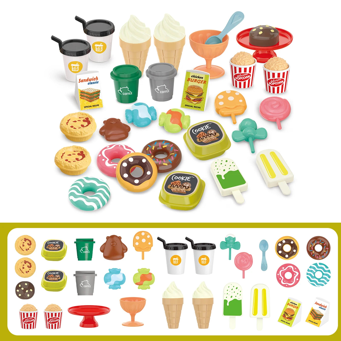 Kids Pretend Play Food Set – BBQ, Pizza, Sushi & More