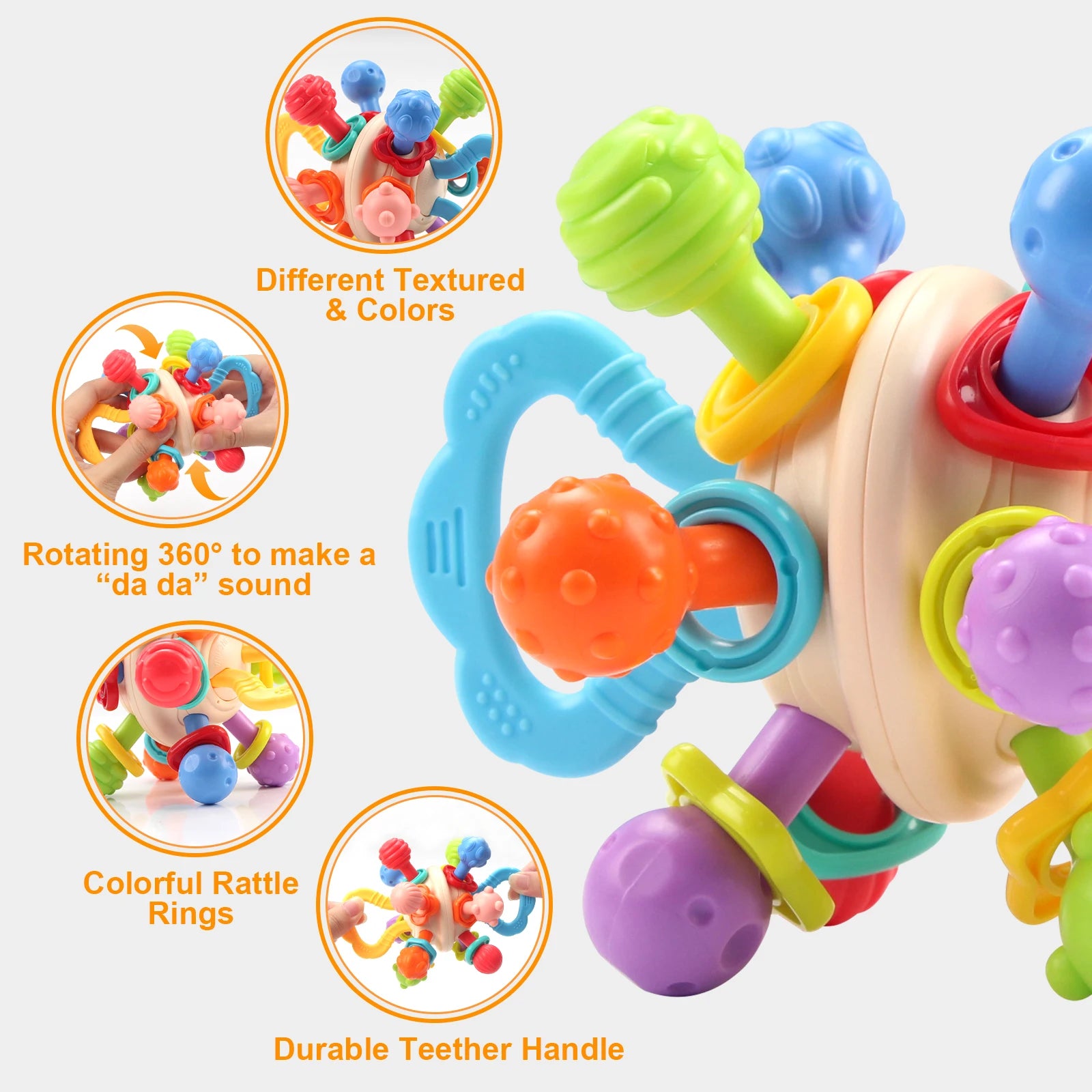 Baby Toy – Manhattan Silicone Ball Rattle and Teether