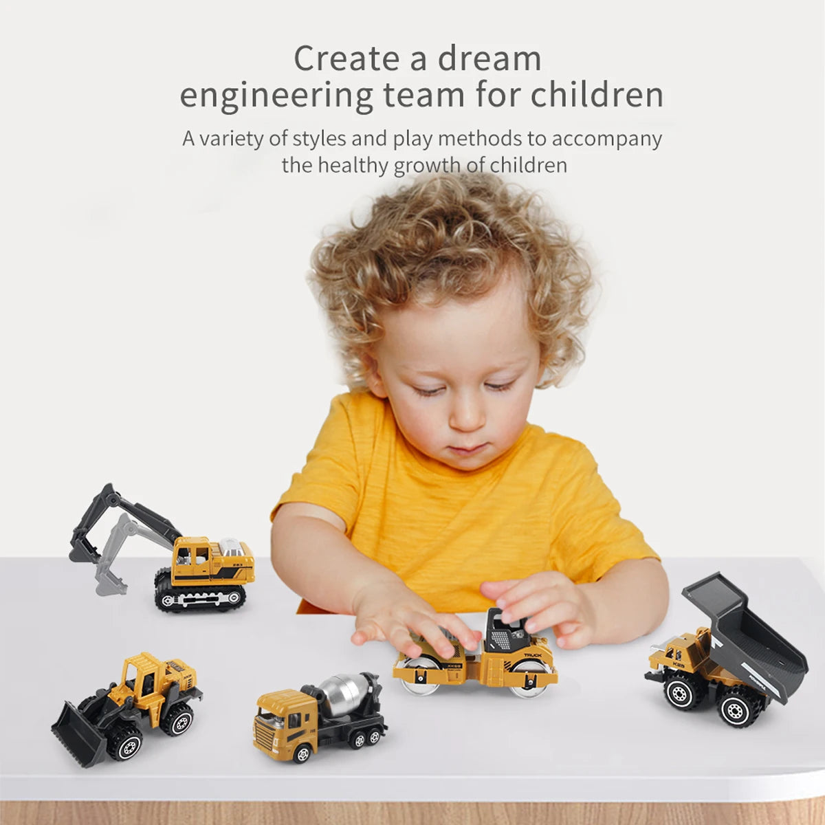 6pcs Alloy Engineering Truck Toy Car Set – Classic Construction Vehicles
