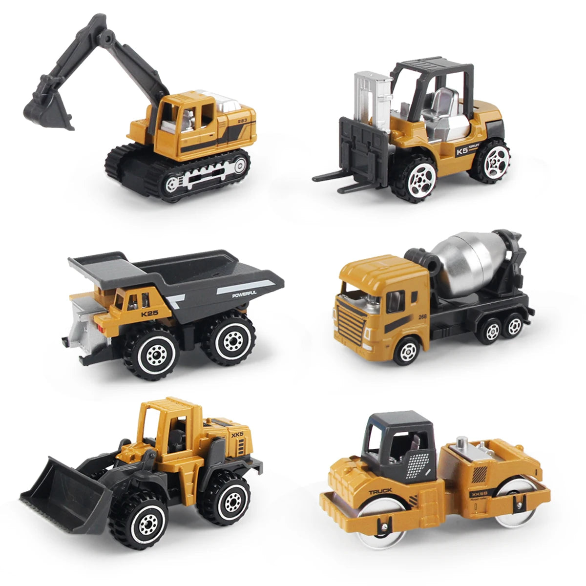 6pcs Alloy Engineering Truck Toy Car Set – Classic Construction Vehicles