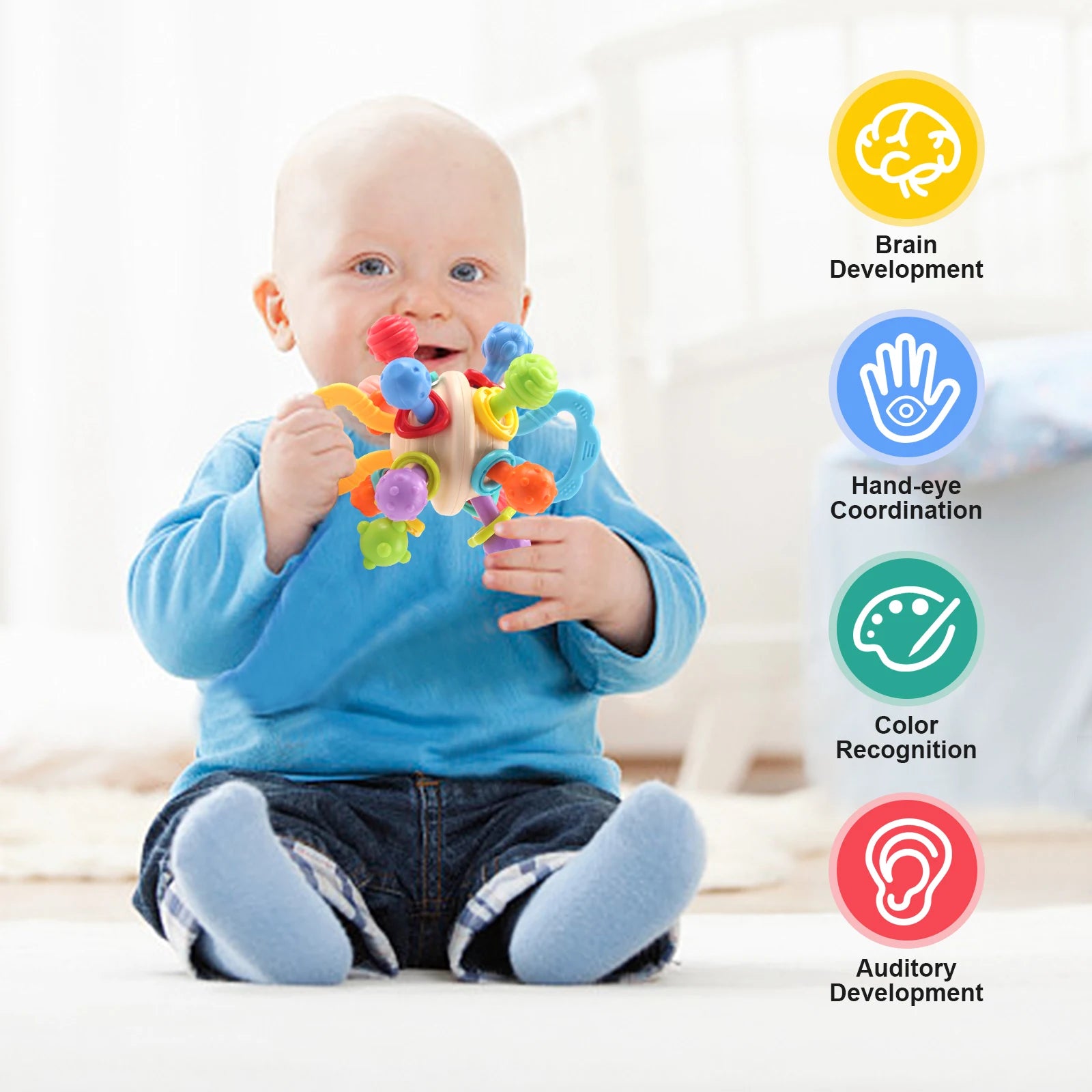 Baby Toy – Manhattan Silicone Ball Rattle and Teether